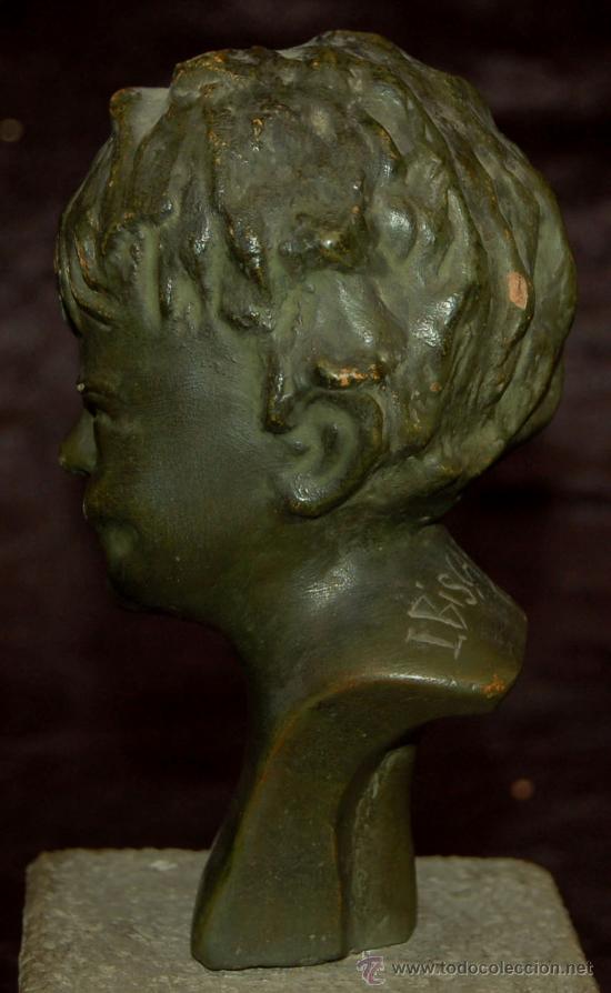 Arte: Busto de niño en terracota patinada. Aproximadamente años 30-40s. Firmado Biscarri Cuyàs (catalan). - Foto 9 - 26529144